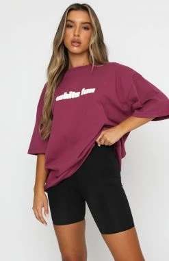 White Fox Boutique AU Don't Think Twice Tee Plum Clothing