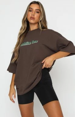 White Fox Boutique AU Don't Think Twice Tee Chocolate Clothing