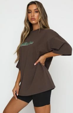 White Fox Boutique AU Don't Think Twice Tee Chocolate Clothing