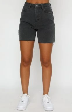 White Fox Boutique AU Young And Free Denim Shorts Acid Black