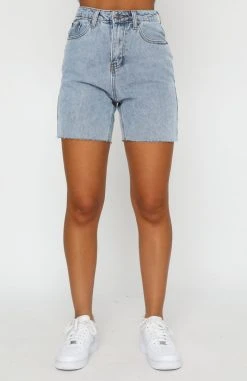 White Fox Boutique AU Young And Free Denim Shorts Blue Denim Clothing