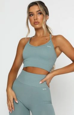 White Fox Boutique AU Seamless Ribbed Sports Crop Sage Restocked 12 White Fox Boutique AU Seamless Ribbed Sports Crop Sage Restocked