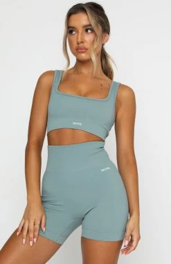 White Fox Boutique AU Restocked Seamless High Waisted Shorts Sage