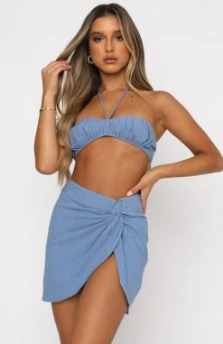 White Fox Boutique AU Italian Romance Crop Denim Blue