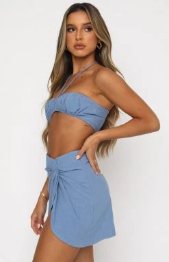 White Fox Boutique AU Italian Romance Crop Denim Blue