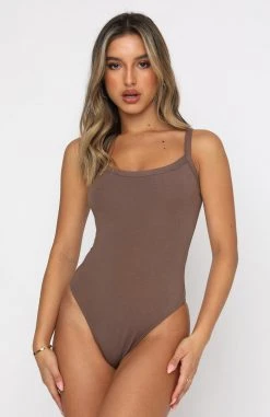 White Fox Boutique AU Clothing Hang On To Love Bodysuit Mocha