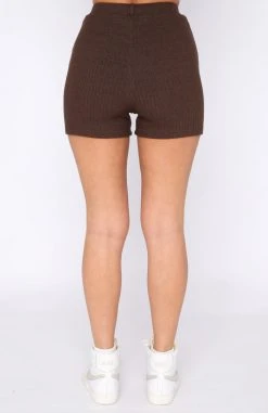 White Fox Boutique AU Clothing Time For Me Ribbed Shorts Dark Chocolate