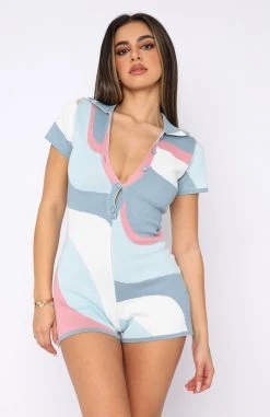 White Fox Boutique AU Clothing Time Of Our Lives Playsuit Blueberry Wave