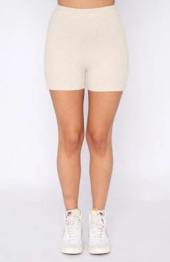 White Fox Boutique AU Clothing Time For Me Ribbed Shorts Oatmeal