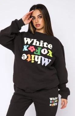 White Fox Boutique AU Talk To Me Sweater Charcoal