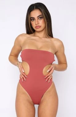 White Fox Boutique AU Cutting Corners Bodysuit Rust