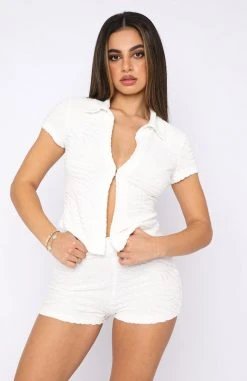 White Fox Boutique AU Clothing So Tempted Terry Top White