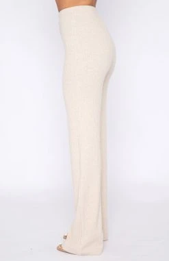 White Fox Boutique AU Clothing Night Life Ribbed Pants Oatmeal