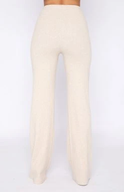 White Fox Boutique AU Clothing Night Life Ribbed Pants Oatmeal
