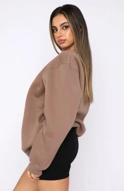 White Fox Boutique AU City Escape Oversized Sweater Mocha