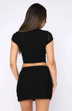 White Fox Boutique AU Clothing Answer My Calls Crop Black