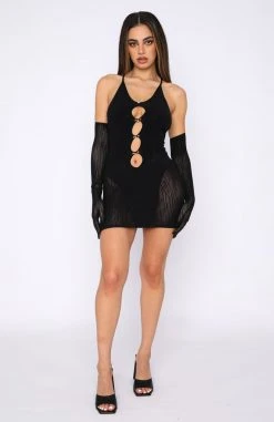 White Fox Boutique AU Clothing Link Up Mesh Mini Dress Black