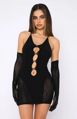 White Fox Boutique AU Clothing Link Up Mesh Mini Dress Black