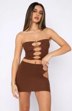 White Fox Boutique AU Triggered Crop Chocolate Clothing