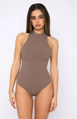 White Fox Boutique AU Clothing Her Moment Bodysuit Mocha
