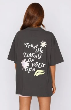 White Fox Boutique AU Live Your Life Oversized Tee Charcoal Clothing