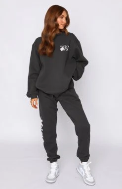 White Fox Boutique AU Trust The Timing Sweater Charcoal