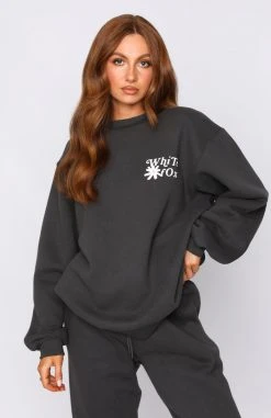 White Fox Boutique AU Trust The Timing Sweater Charcoal