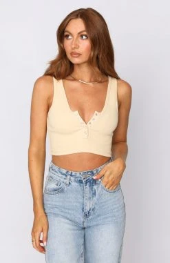 White Fox Boutique AU Tops Keep Them Guessing Crop Nude