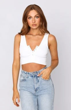 White Fox Boutique AU Tops Keep Them Guessing Crop White