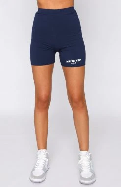 White Fox Boutique AU Clothing Offstage Ribbed Bike Shorts Space Navy