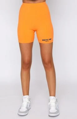 White Fox Boutique AU Offstage Ribbed Bike Shorts Orange Peel