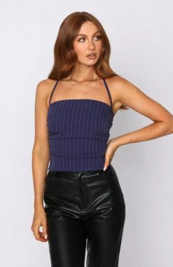 White Fox Boutique AU Clothing Waiting On You Top Navy Stripe