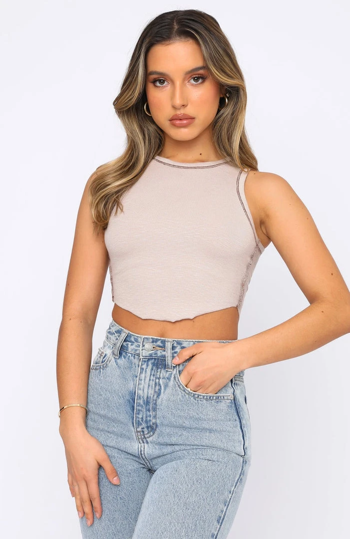 White Fox Boutique AU The Little Things Crop Bone/Chocolate 4 White Fox Boutique AU The Little Things Crop Bone/Chocolate