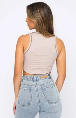 White Fox Boutique AU The Little Things Crop Bone/Chocolate 9 White Fox Boutique AU The Little Things Crop Bone/Chocolate