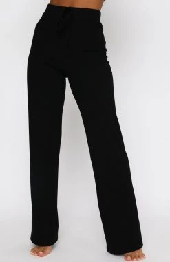 White Fox Boutique AU Adore You Ribbed Pants Black Clothing