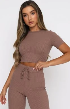 White Fox Boutique AU Clothing It's Meant To Be Crop Chocolate