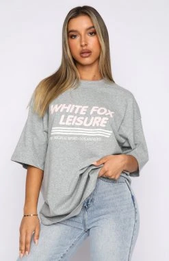 White Fox Boutique AU Original Leisure Club Tee Grey Marle Clothing