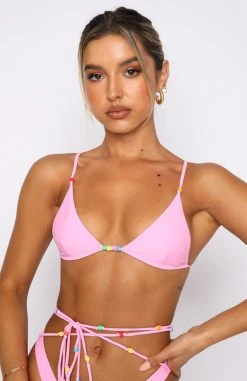 White Fox Boutique AU In The Waves Bikini Top Pink