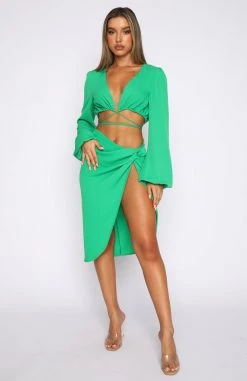 White Fox Boutique AU It Girl Midi Skirt Green