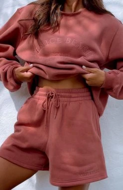 White Fox Boutique AU Clothing Along For The Ride Lounge Shorts Rust