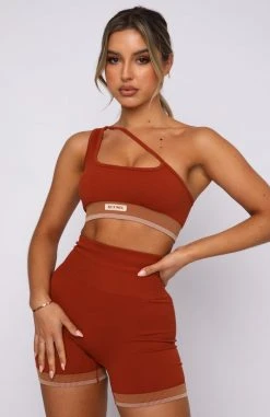 White Fox Boutique AU Sahara Seamless Sports Bra Burnt Clay