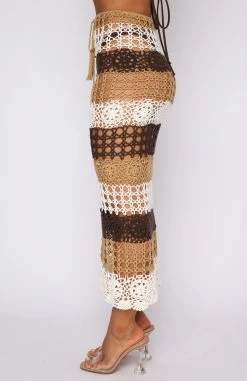 White Fox Boutique AU Clothing Till We Meet Again Crochet Maxi Skirt Nude