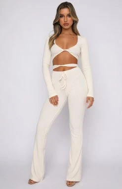 White Fox Boutique AU Bottoms The Big Picture Pants Cream