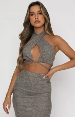 White Fox Boutique AU East Side Avenue Crop Mocha