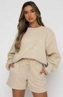 White Fox Boutique AU Best Of Both Oversized Sweater Sand Clothing
