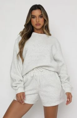 White Fox Boutique AU Best Of Both Oversized Sweater Grey Marle