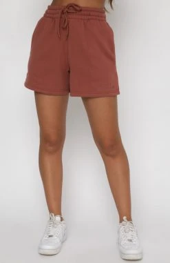 White Fox Boutique AU Clothing Along For The Ride Lounge Shorts Rust