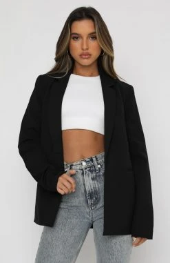 White Fox Boutique AU Clothing Fashion Force Blazer Black