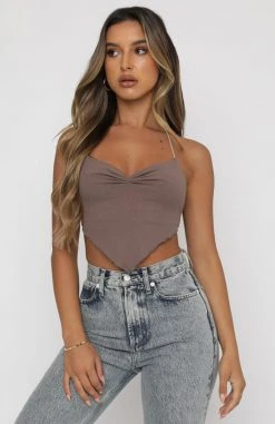 White Fox Boutique AU Clothing My Love Is Yours Crop Chocolate