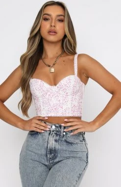 White Fox Boutique AU Weekend Love Bustier Pink Butterfly Clothing